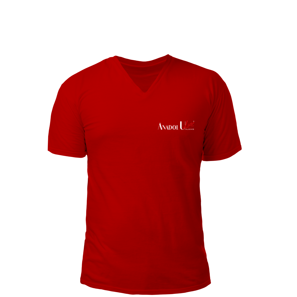 V Yaka T-Shirt Kırmızı